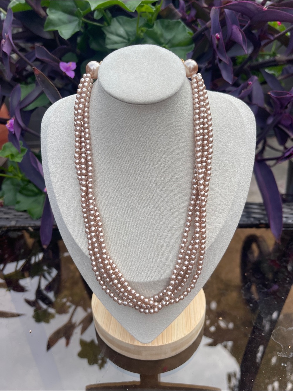 N5. CHAMPAGNE 4 Strand Faux Pearl | 16-19"